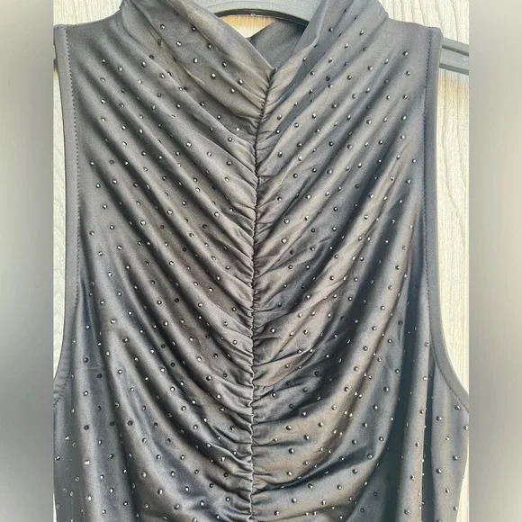 NWT Sofia Vergara Black Beaded Bodycon Midi Dress Size Medium 8/10 - Picture 3 of 12